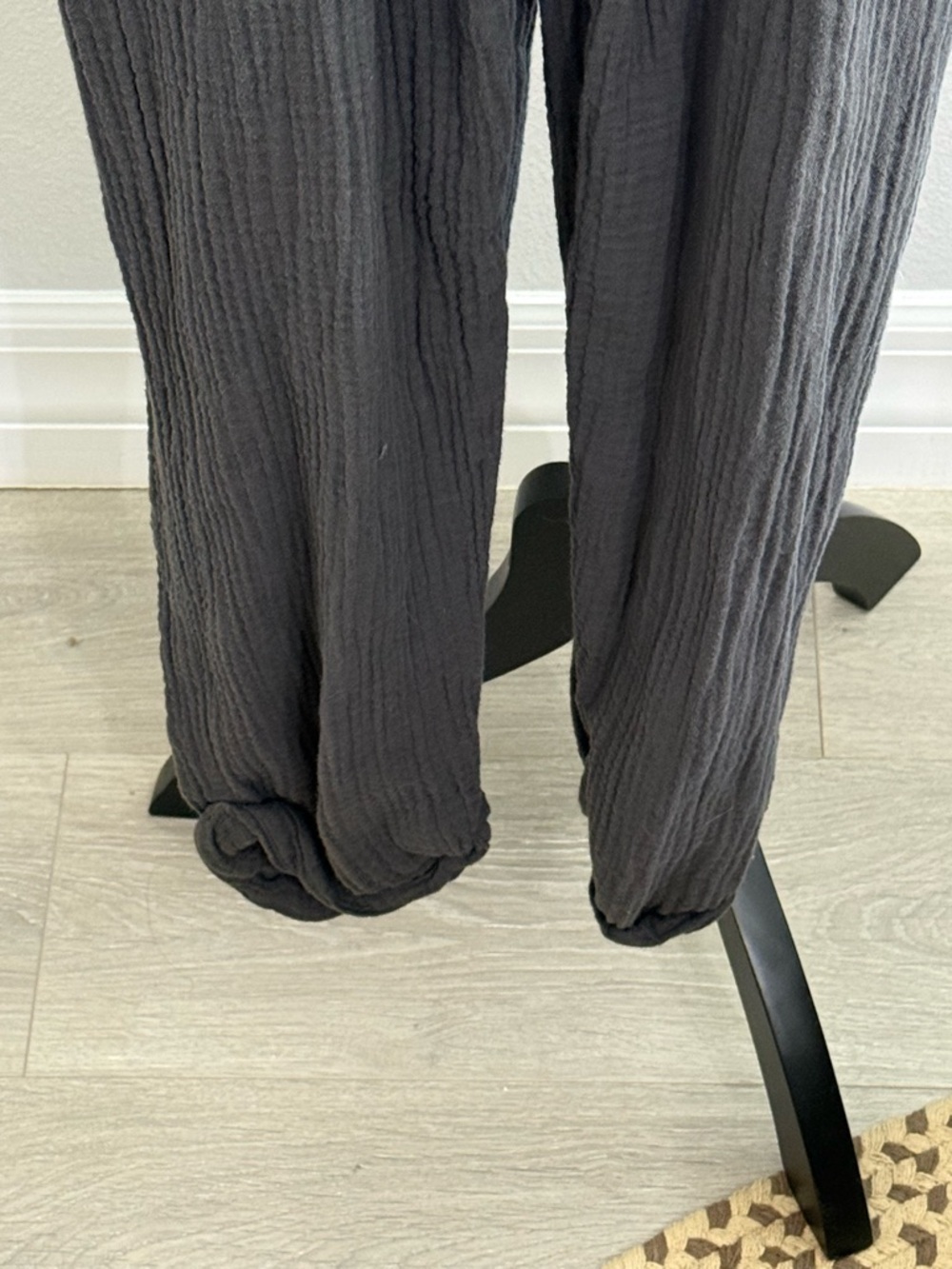 aerie Black Gauze Tie-Strap Overalls with Front Pocket - Picture 3 of 6